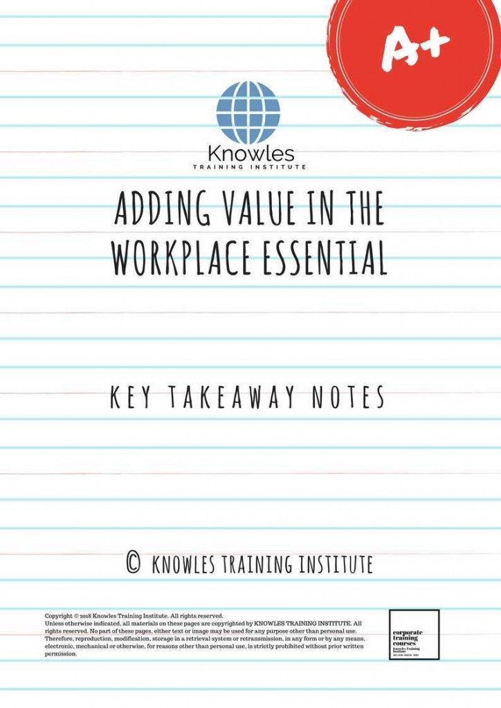 Adding Value In The Workplace Training Course Key Takeaway Notes