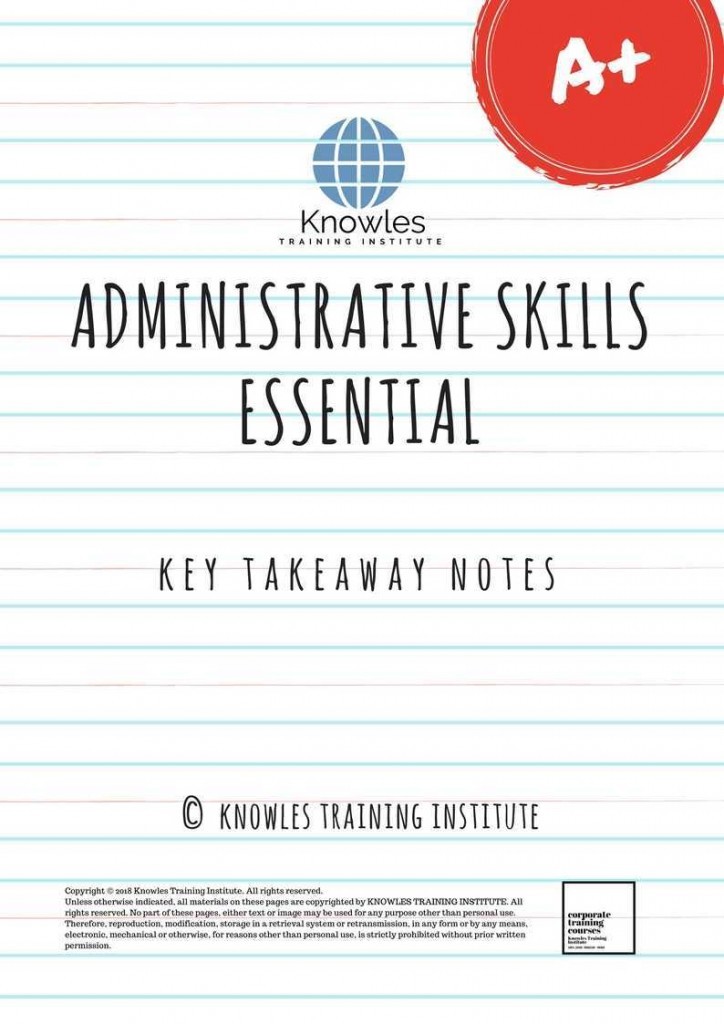 Administrative Skills Training Course Key Takeaway Notes