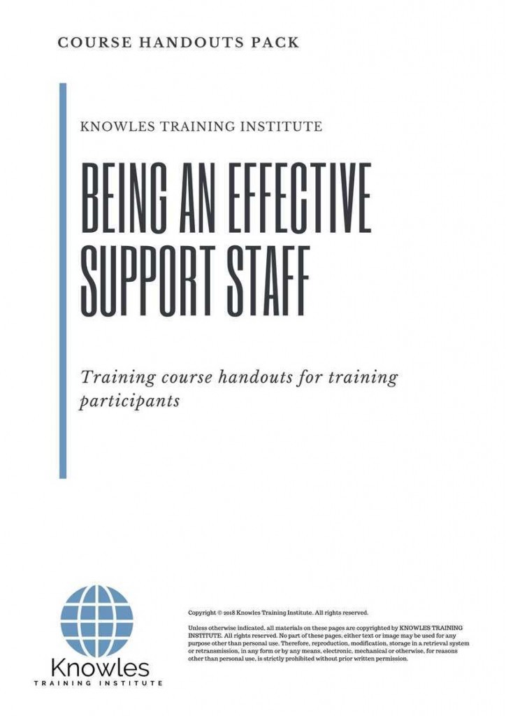 Being An Effectice Support Staff Training Course Handouts