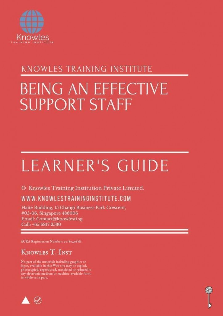 Being An Effectice Support Staff Training Course Learner’s Guide