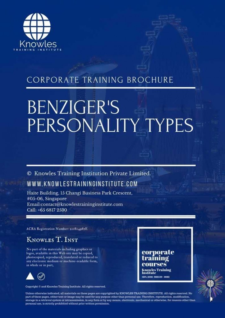 Benziger’s Personality Types Training Course Brochure