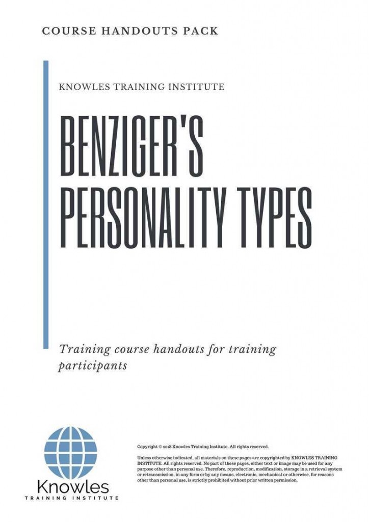 Benziger’s Personality Types Training Course Handouts