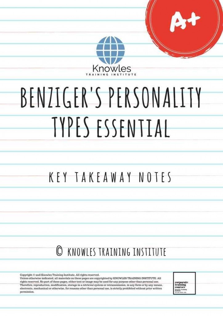 Benziger’s Personality Types Training Course Key Takeaway Notes