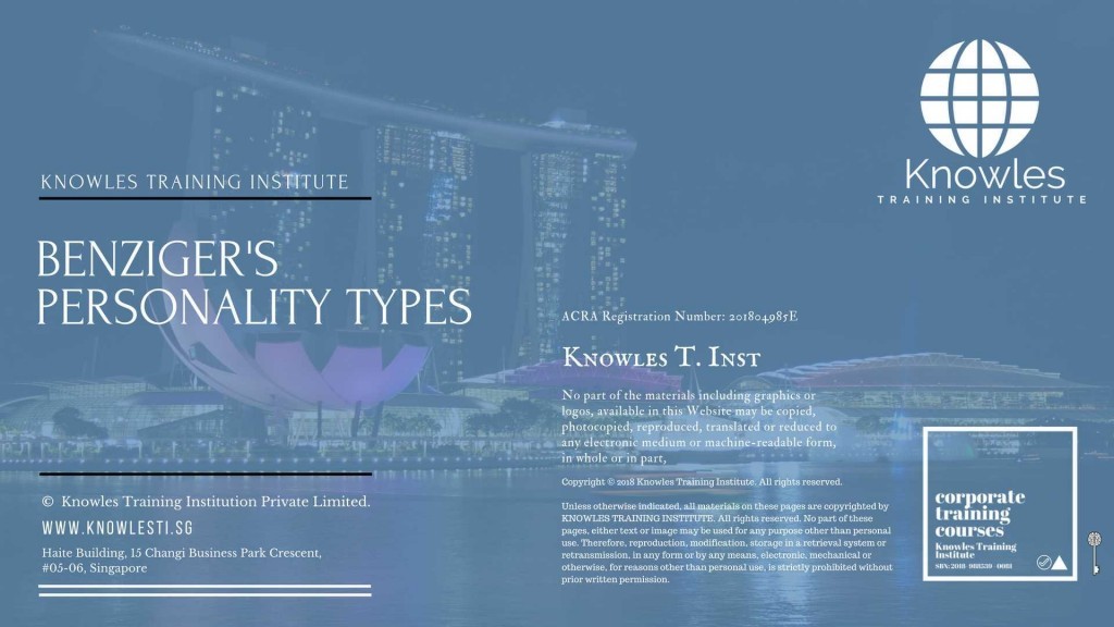 Benziger’s Personality Types Training Course in Singapore