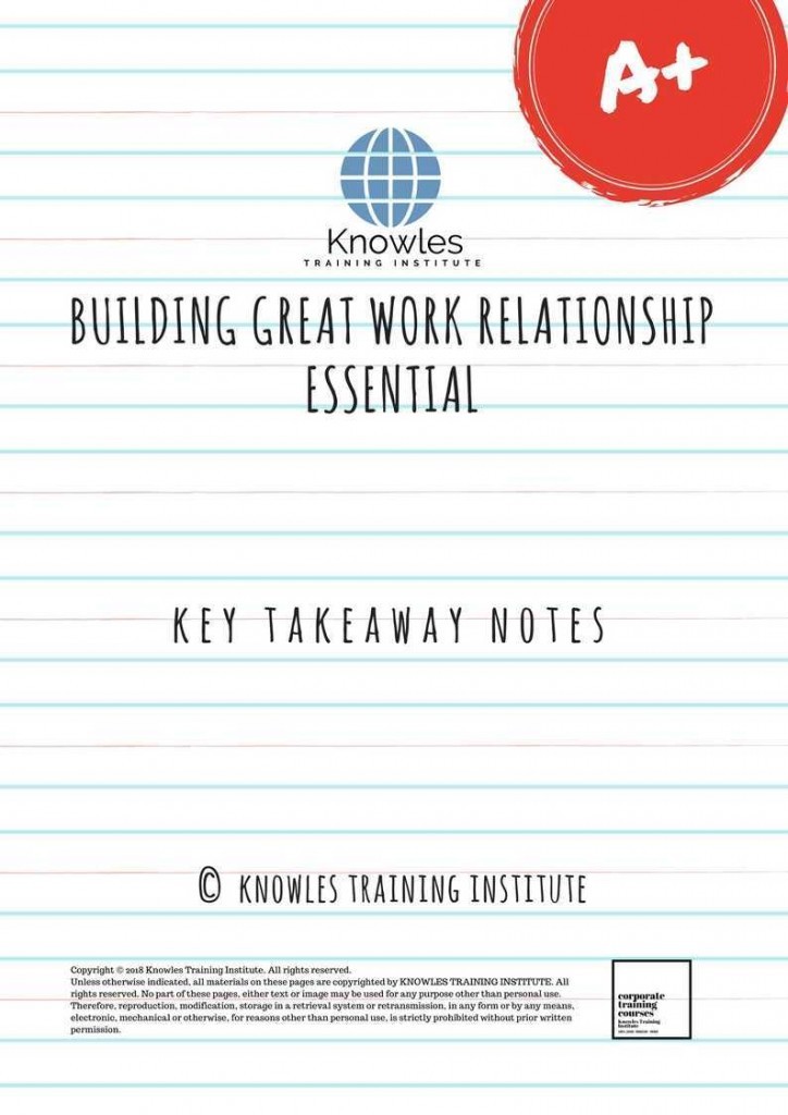 Building Great Work Relationship Training Course Key Takeaway Notes
