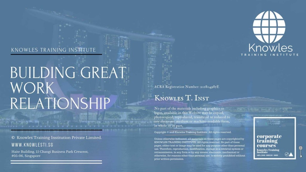 Building Great Work Relationship Training Course in Singapore
