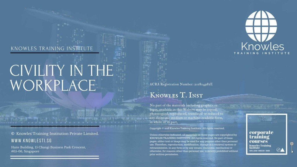Civility In The Workplace Training Course in Singapore