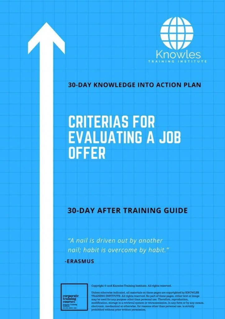 Criterias For Evaluating A Job Offer 30 Day After Training Guide