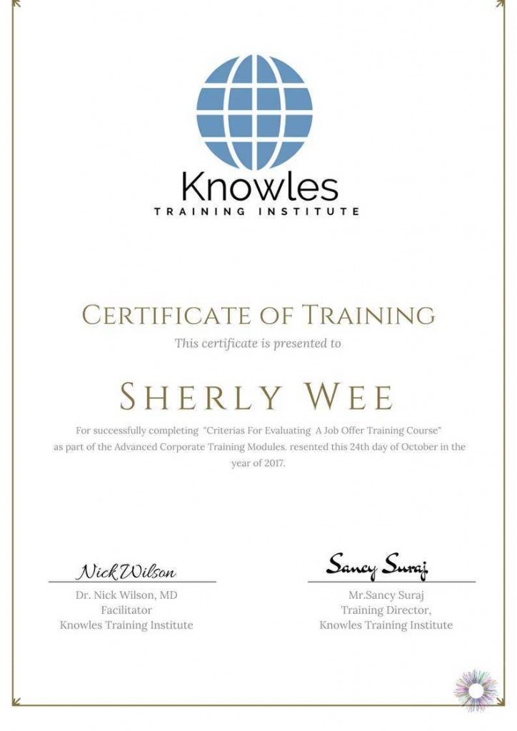Criterias For Evaluating A Job Offer Training Certification