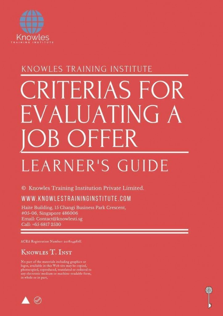 Criterias For Evaluating A Job Offer Training Course Learner’s Guide