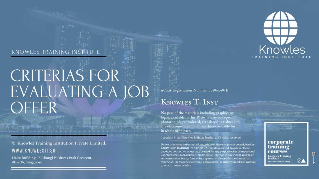 Criterias For Evaluating A Job Offer Training Course in Singapore