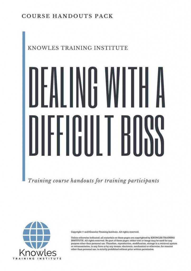Dealing With A Difficult Boss Training Course Handouts