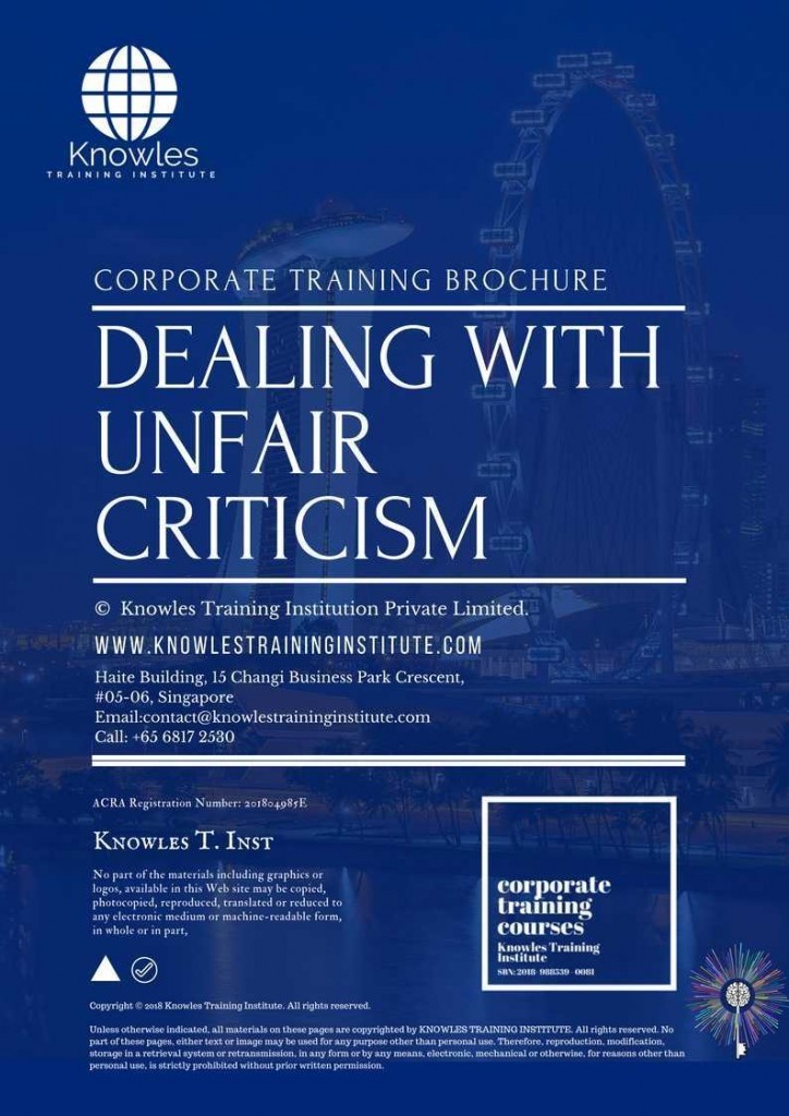 Dealing With Unfair Criticism Training Course Brochure