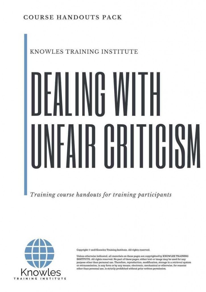 Dealing With Unfair Criticism Training Course Handouts