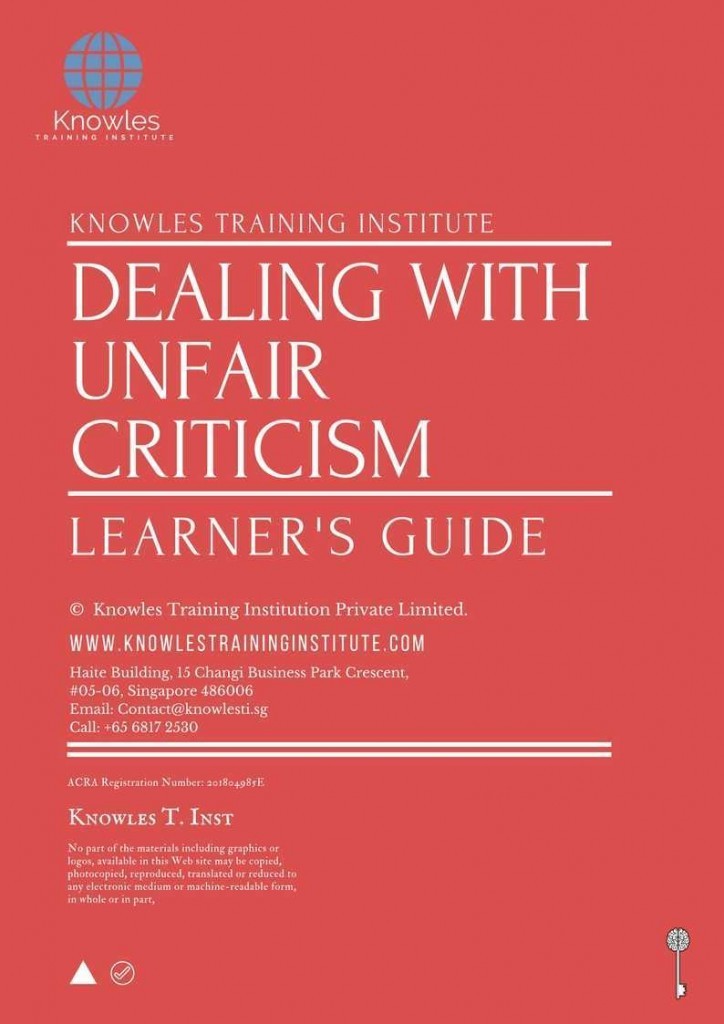Dealing With Unfair Criticism Training Course Learner’s Guide