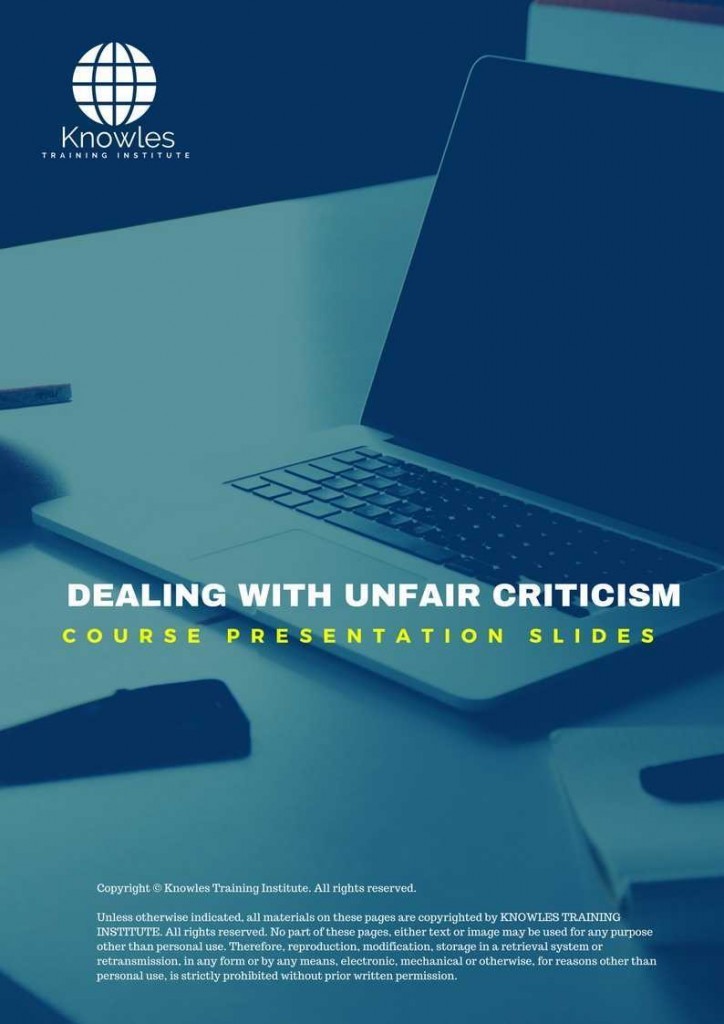 Dealing With Unfair Criticism Training Course Presentation Slides