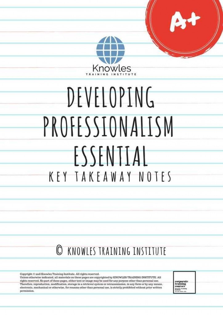 Developing Professionalism Training Course Key Takeaway Notes