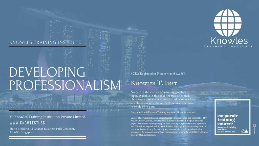 Developing Professionalism Training Course in Singapore
