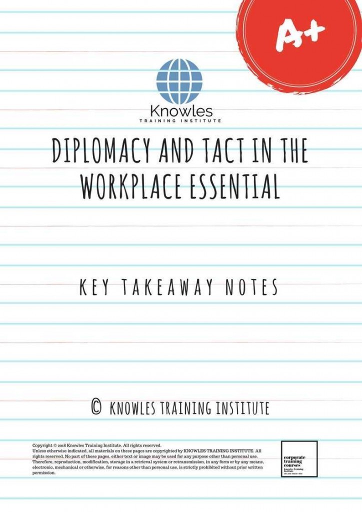 Diplomacy and Tact In The Workplace Training Course Key Takeaway Notes