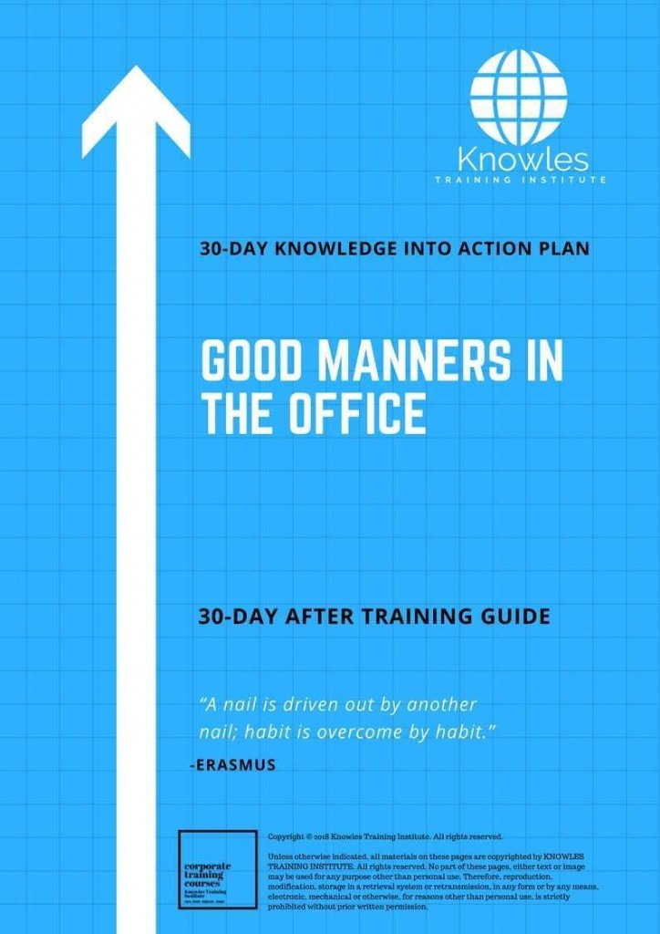 Good Manners In The Office 30 Day After Training Guide