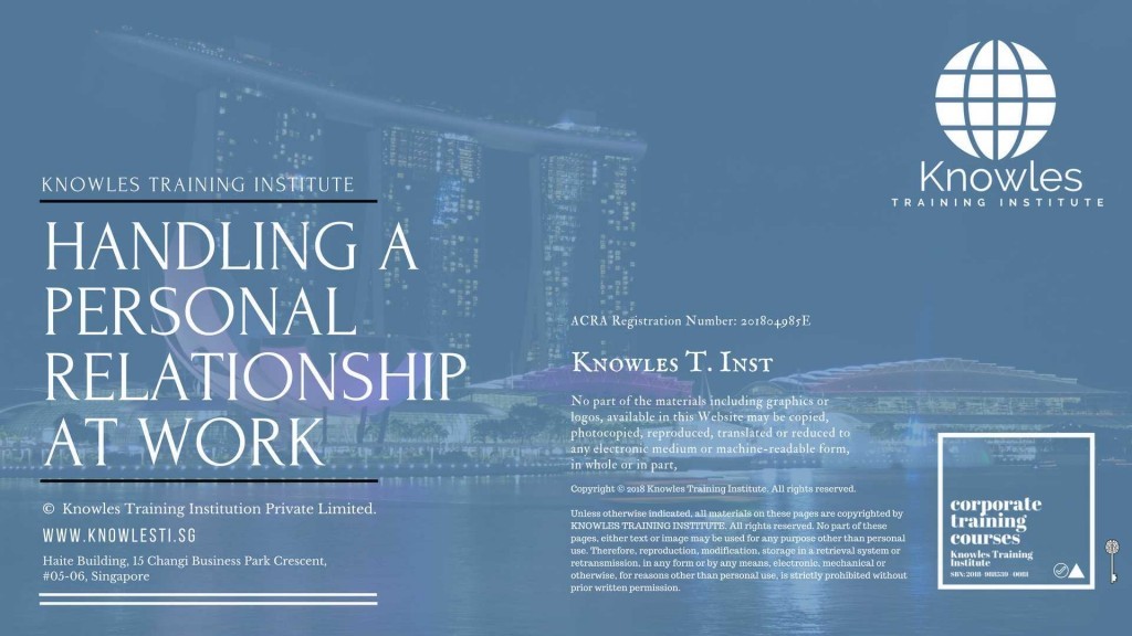 Handling A Personal Relationship At Work Training Course in Singapore