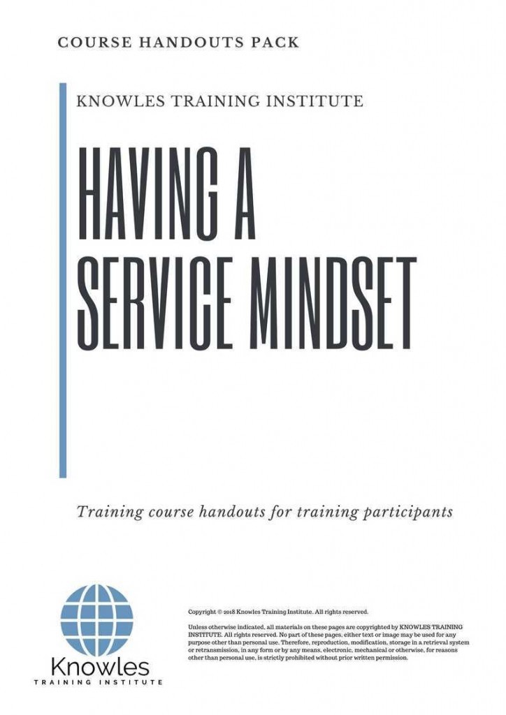 Having A Service Mindset Training Course Handouts
