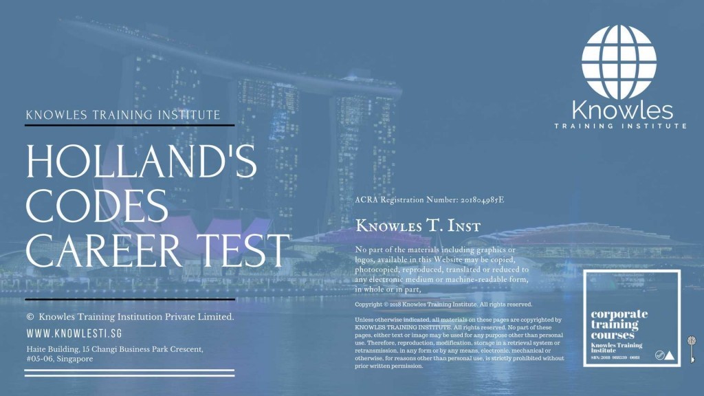 Holland’s Codes Career Test Training Course in Singapore