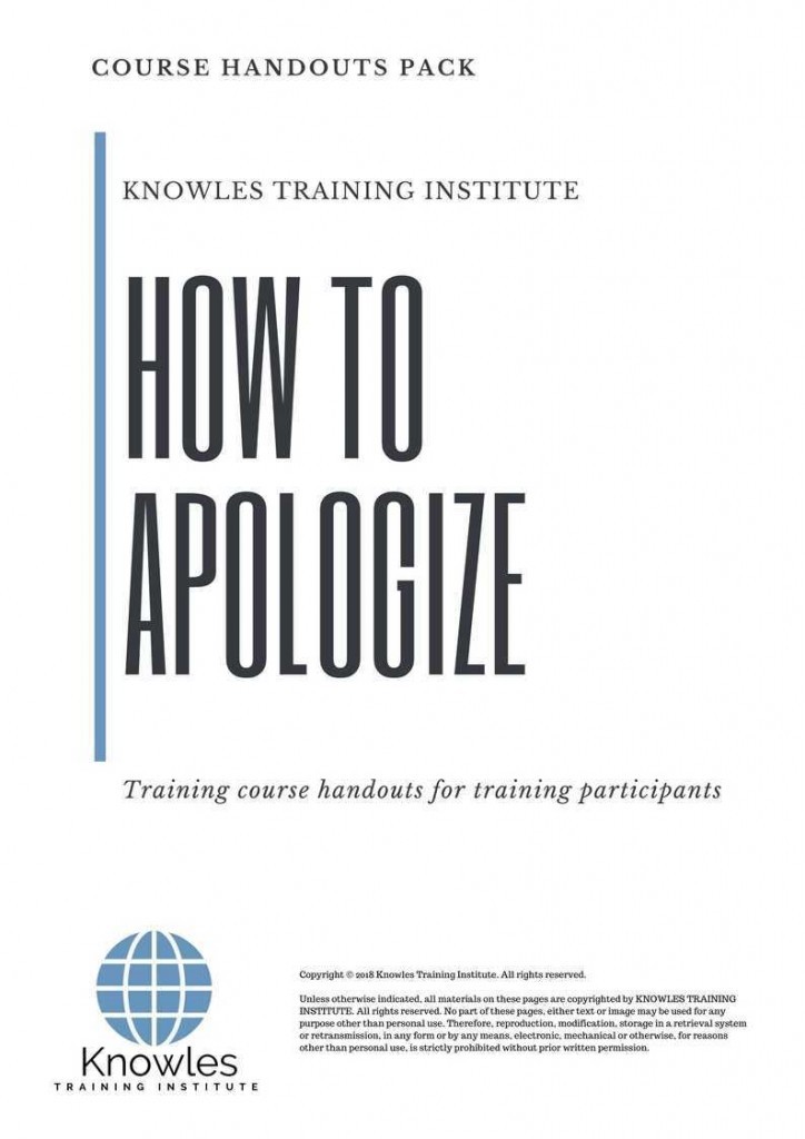 How To Apologize Training Course Handouts