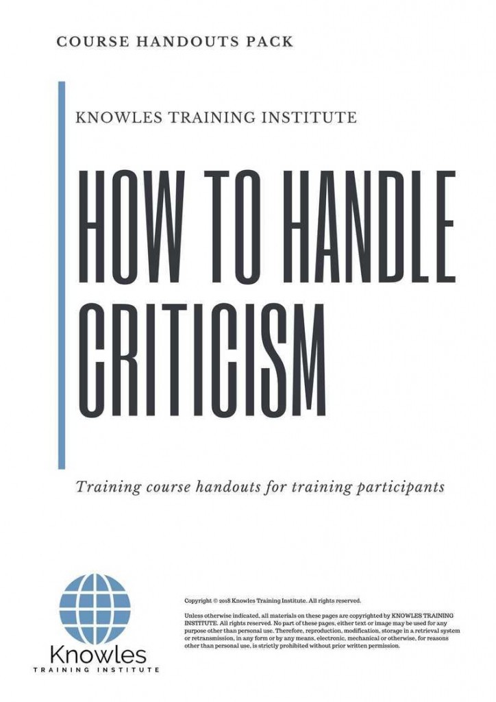 How To Handle Criticism Training Course Handouts