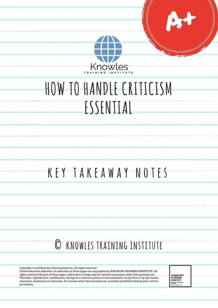 How To Handle Criticism Training Course Key Takeaway Notes