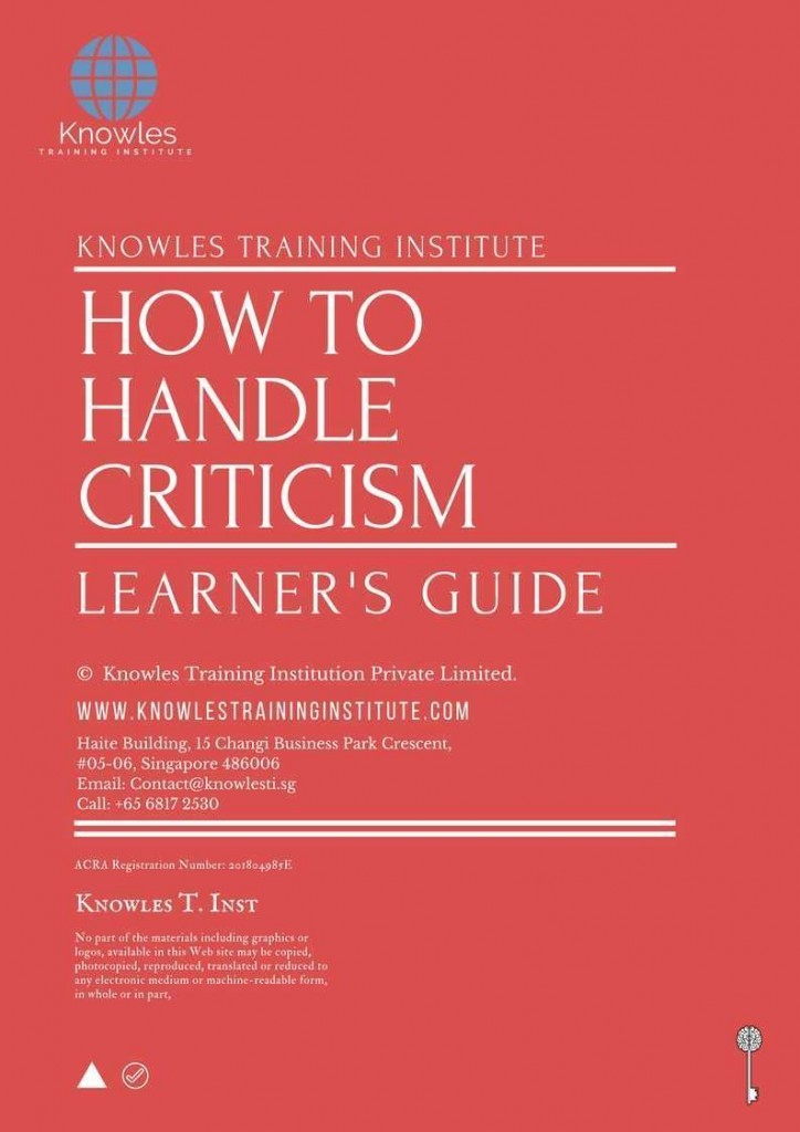 How To Handle Criticism Training Course Learner’s Guide