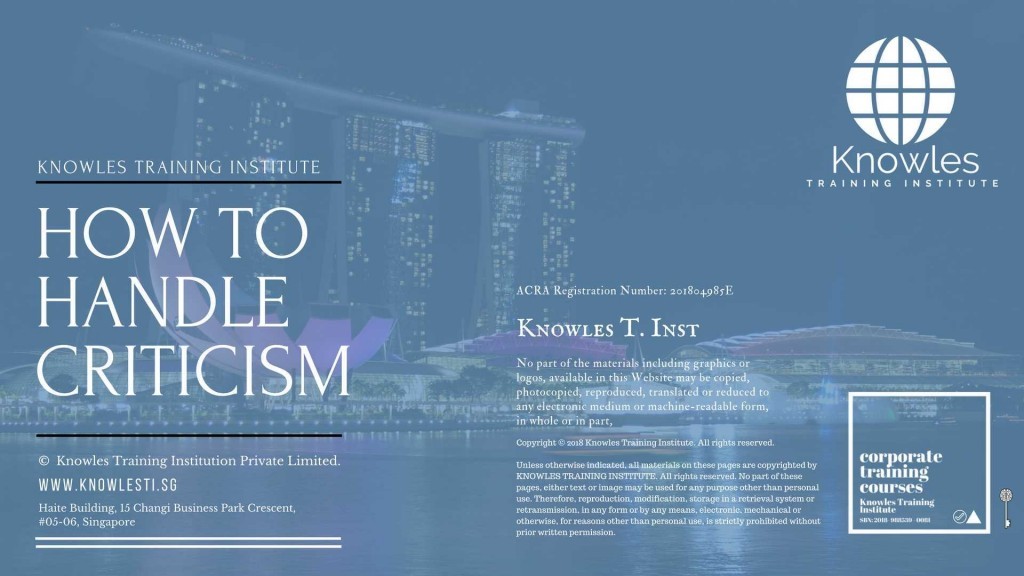 How To Handle Criticism Training Course in Singapore