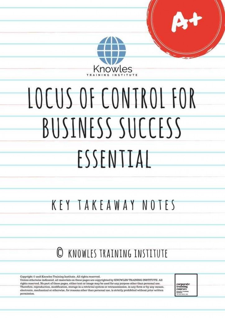 Locus Of Control For Business Success Training Course Key Takeaway Notes