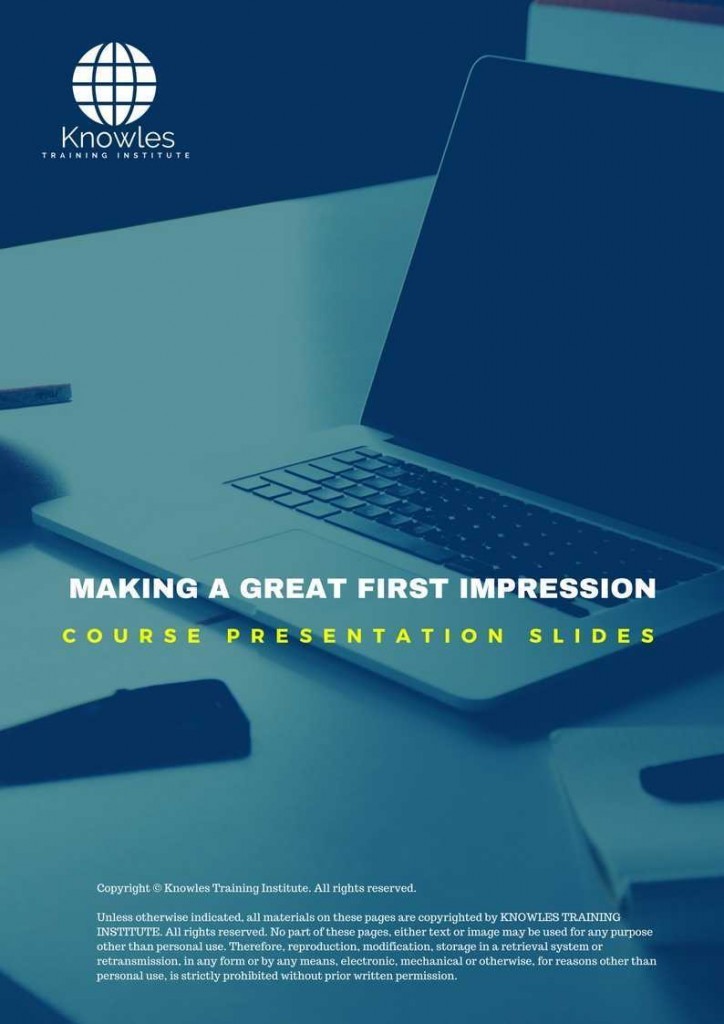 Making A Great First Impression Training Course Presentation Slides