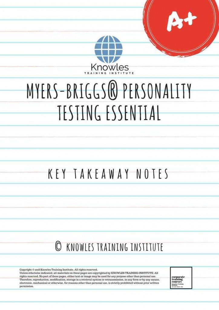 Myers-Briggs®️ Personality Testing Training Course Key Takeaway Notes
