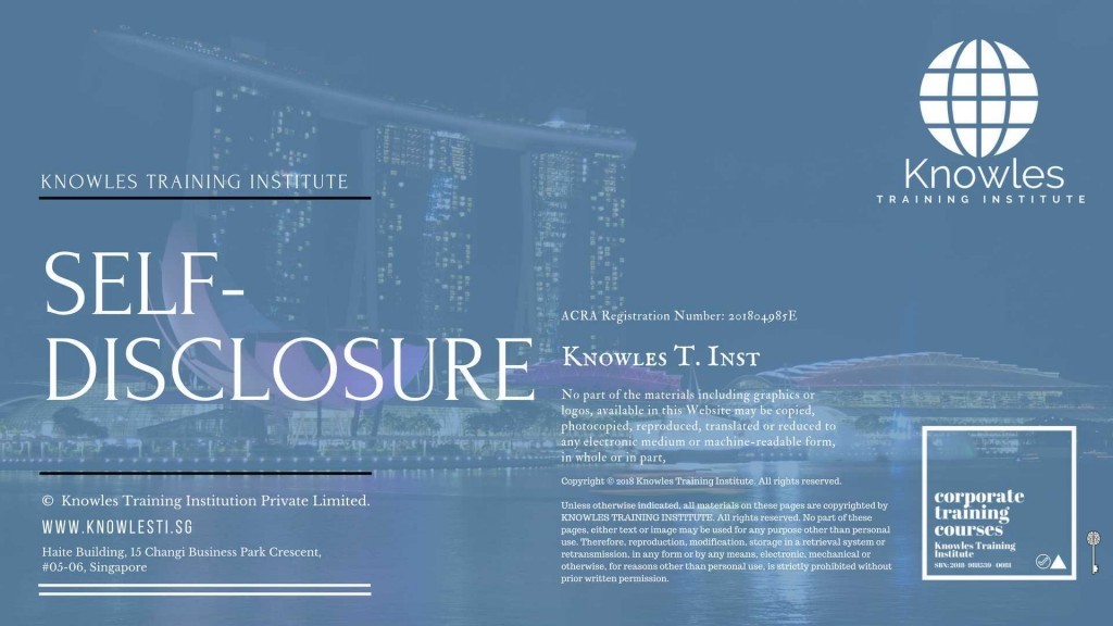 Self-Disclosure Training Course in Singapore