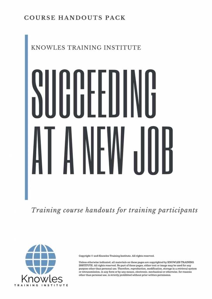 Succeeding At A New Job Training Course Handouts