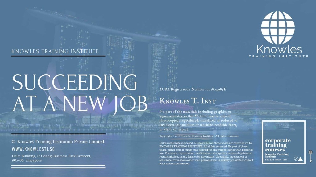Succeeding At A New Job Training Course in Singapore