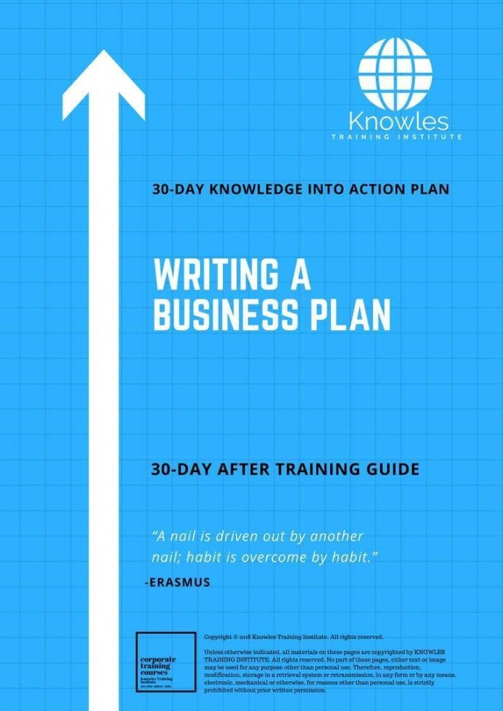Writing A Business Plan 30 Day After Training Guide
