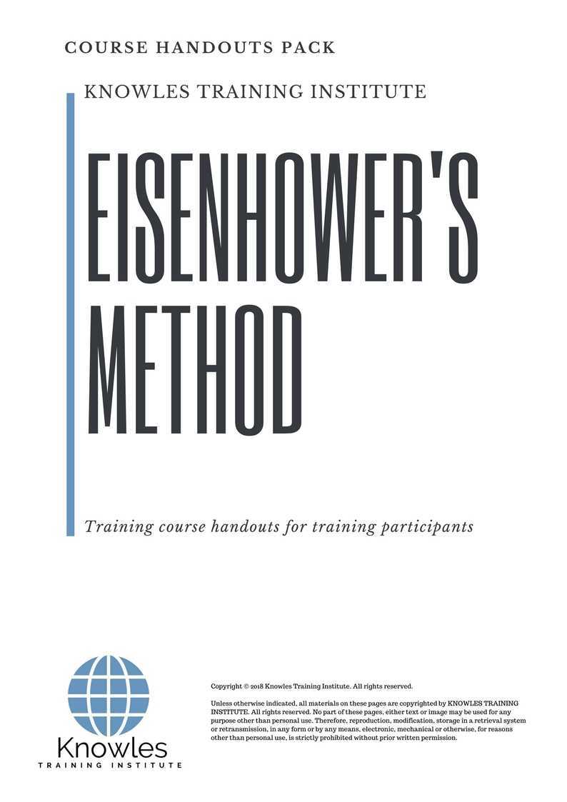 Eisenhower’S Method Training Course Handouts