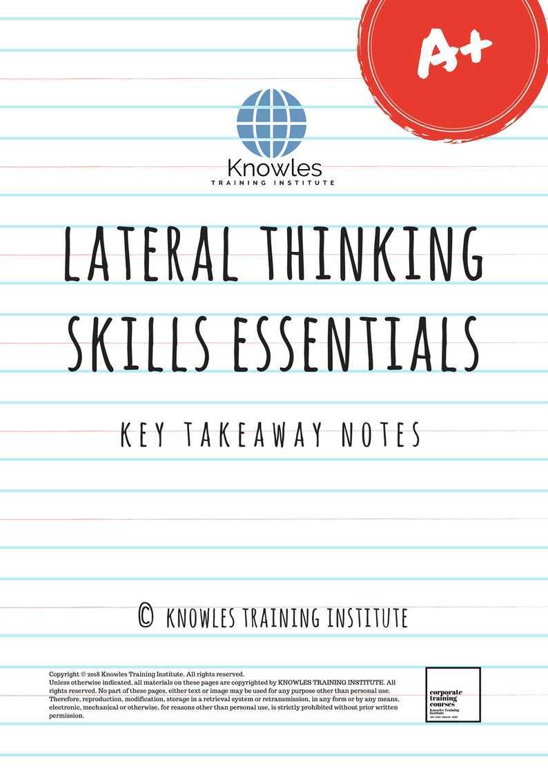 Lateral Thinking Skills Training Course Key Takeaway Notes