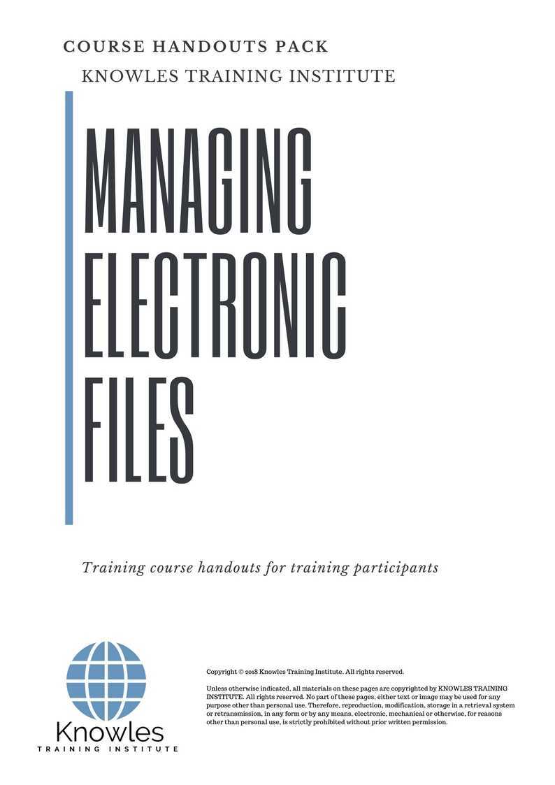 Managing Electronic Files Training Course Handouts