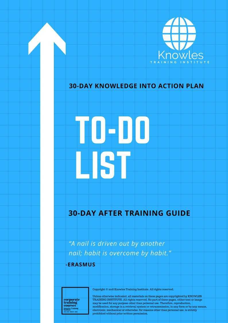 To-Do Lists 30 Day After Training Guide
