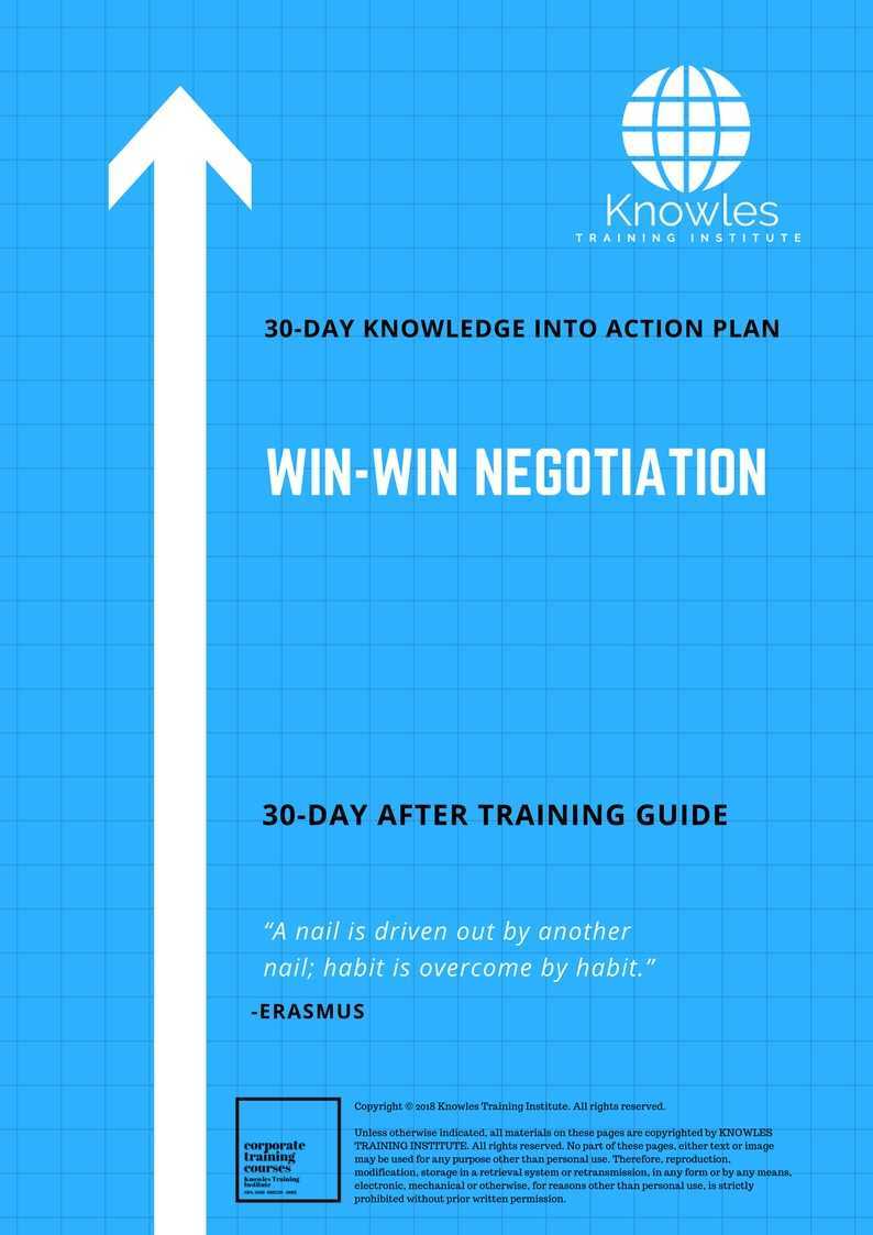 Win-Win Negotiation 30 Day After Training Guide