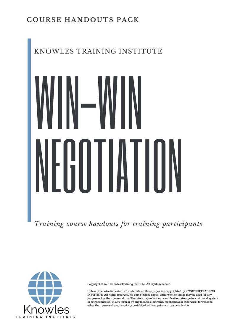 Win-Win Negotiation Training Course Handouts
