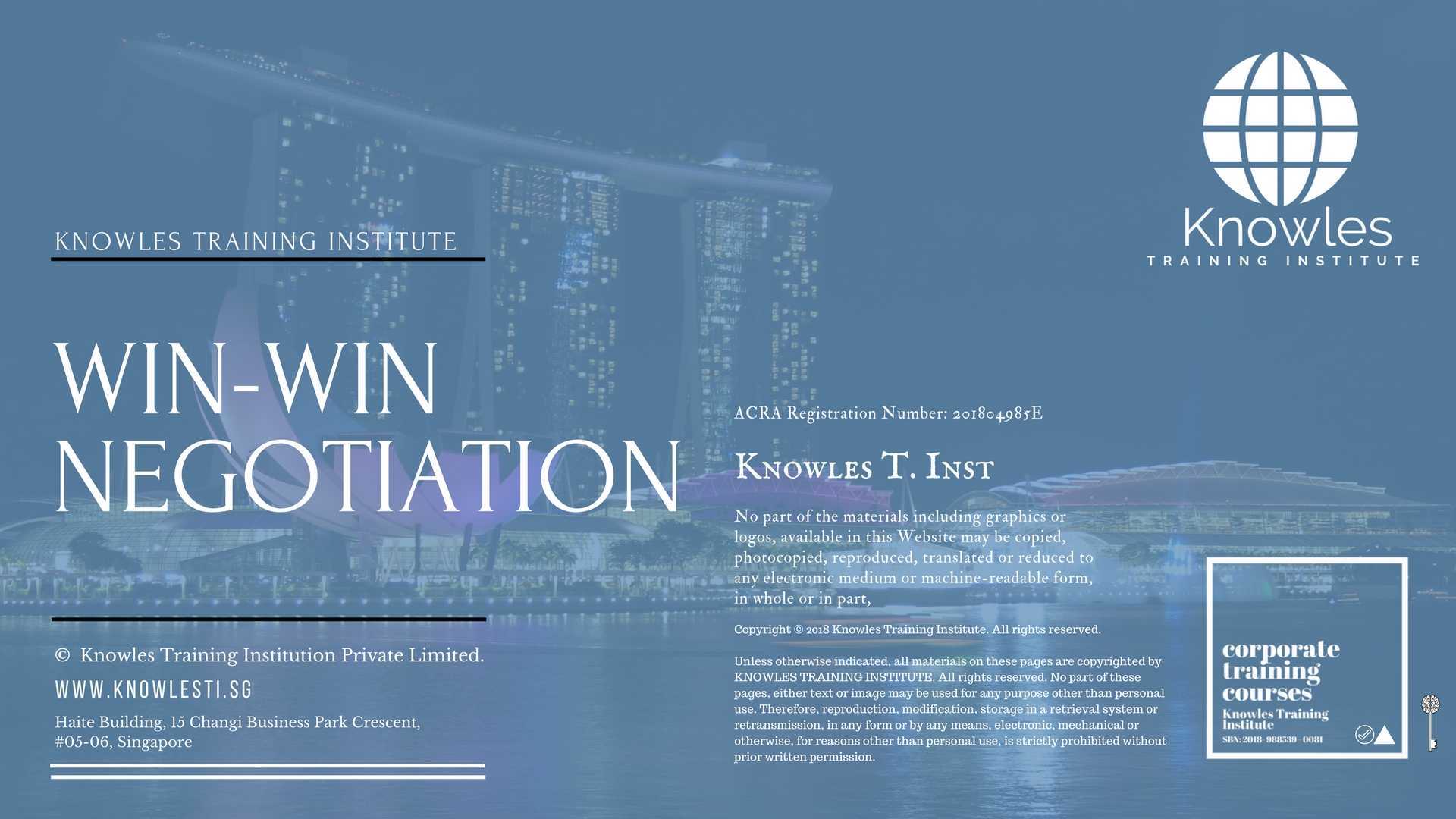 Win-Win Negotiation Training Course in Singapore