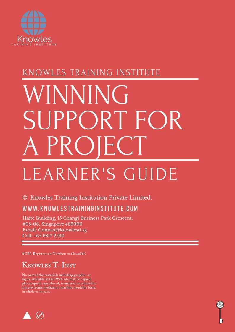 Winning Support For A Project Training Course Learner’s Guide