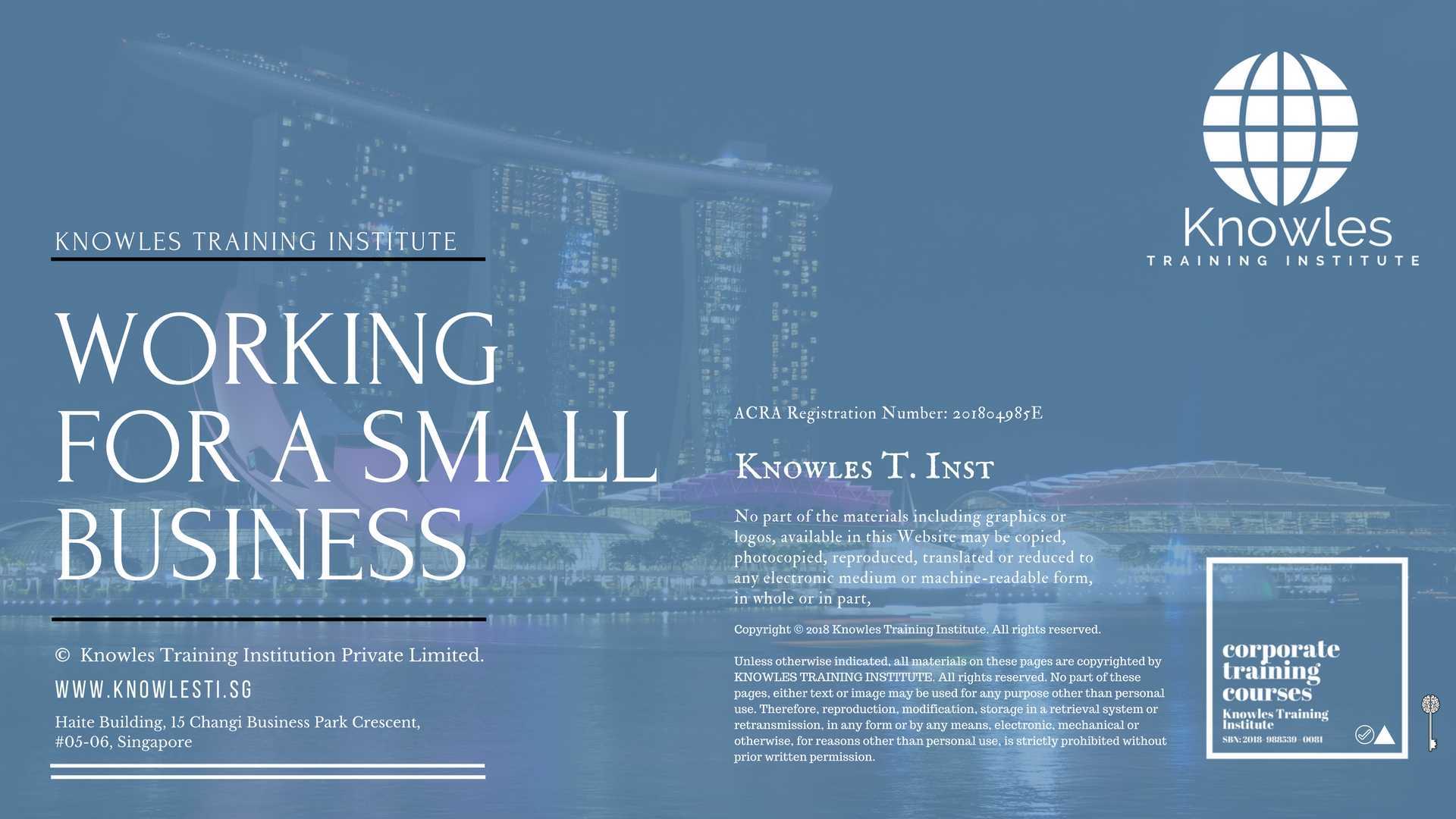 Working For A Small Business Training Course in Singapore