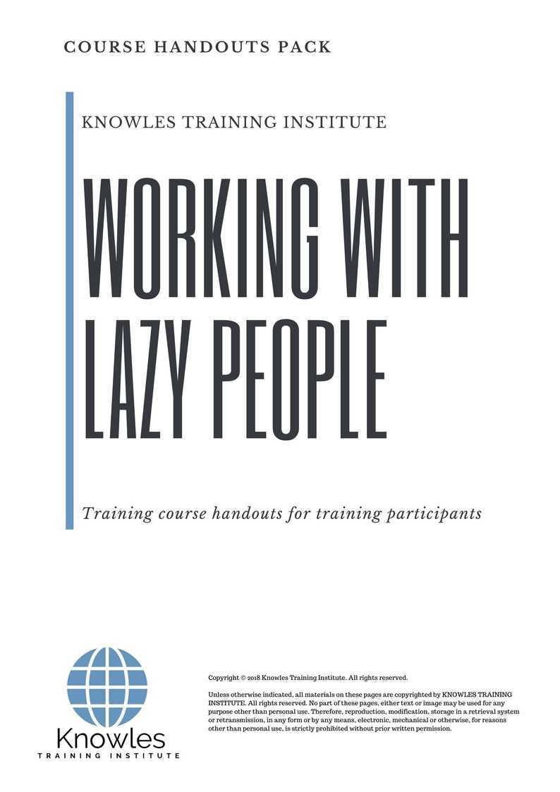 Working With Lazy People Training Course Handouts