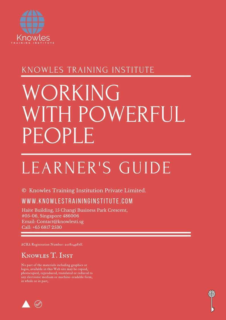 Working With Powerful People Training Course Learner’s Guide